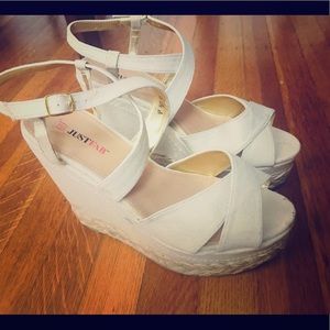 Just Fab cream wedges